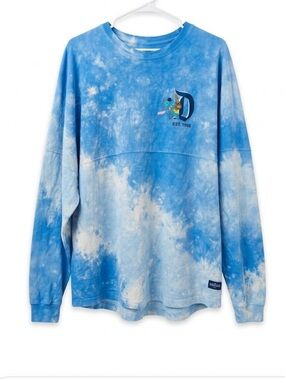 Disney Jersey Stitch from LILO and Stitch Light Blue and White cloud Tie-Dye Tee